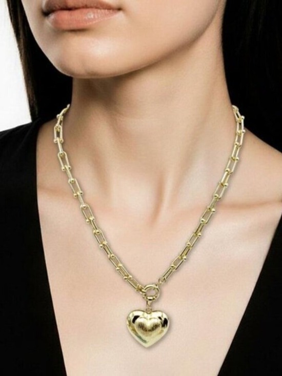 Jewelry - 18k Gold Plated Heart Pendant Horse Shoe Necklace